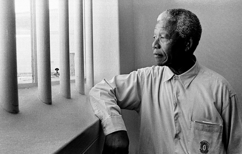 N.Mandela in his cell on Robben Island (revisit} 1994